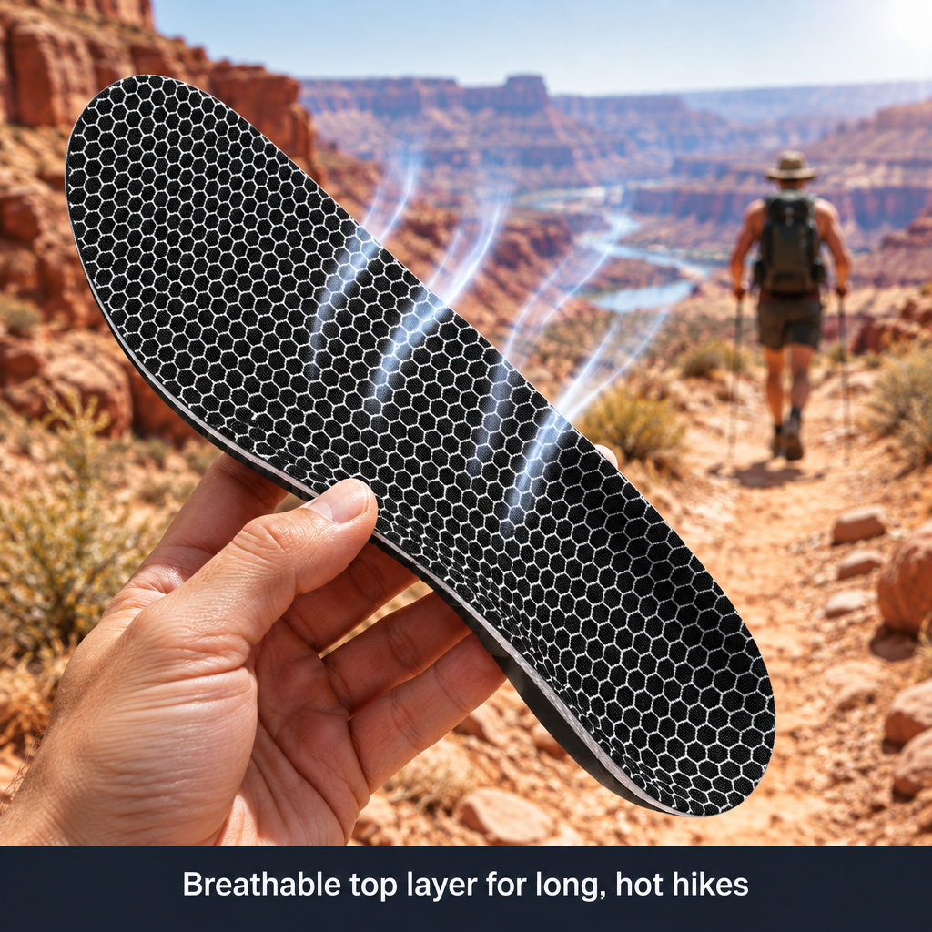 Breathable top layer for long, hot hikes
