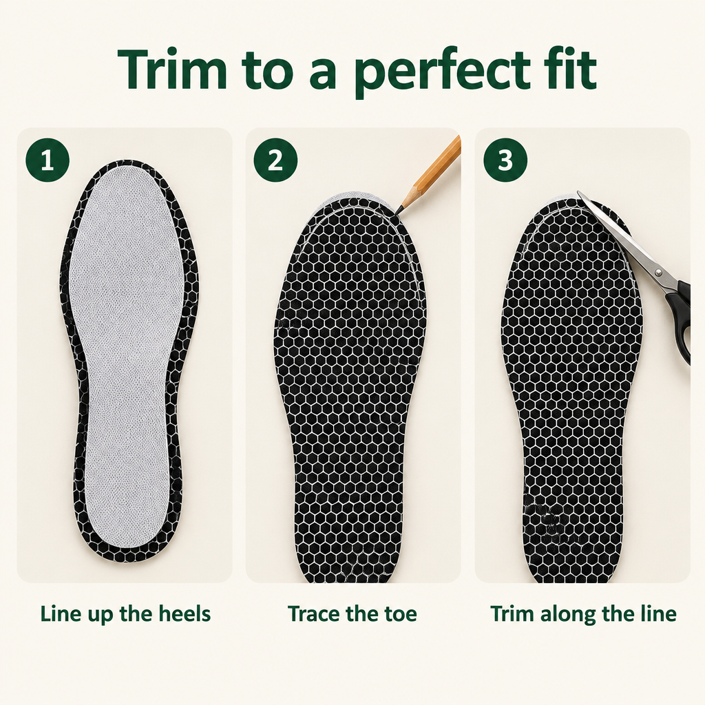 Trim the toe to fit using your old insole